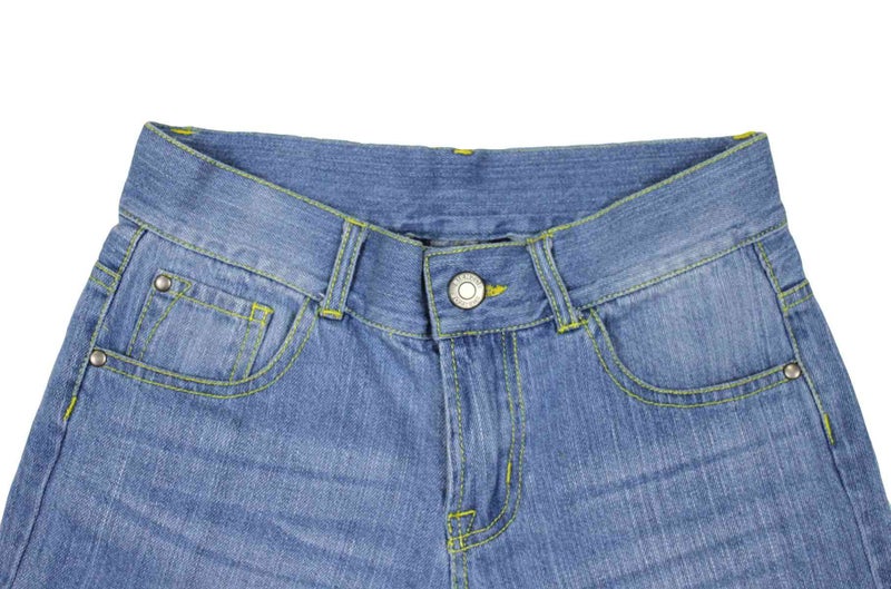 Bienzoe Summer Stretch Girls Shorts: Low Adjustable Waist Bermuda - Cowgirl Jean Denim - Kids School Dance Beach Casual Wear Denim Blue 12 - Image 5